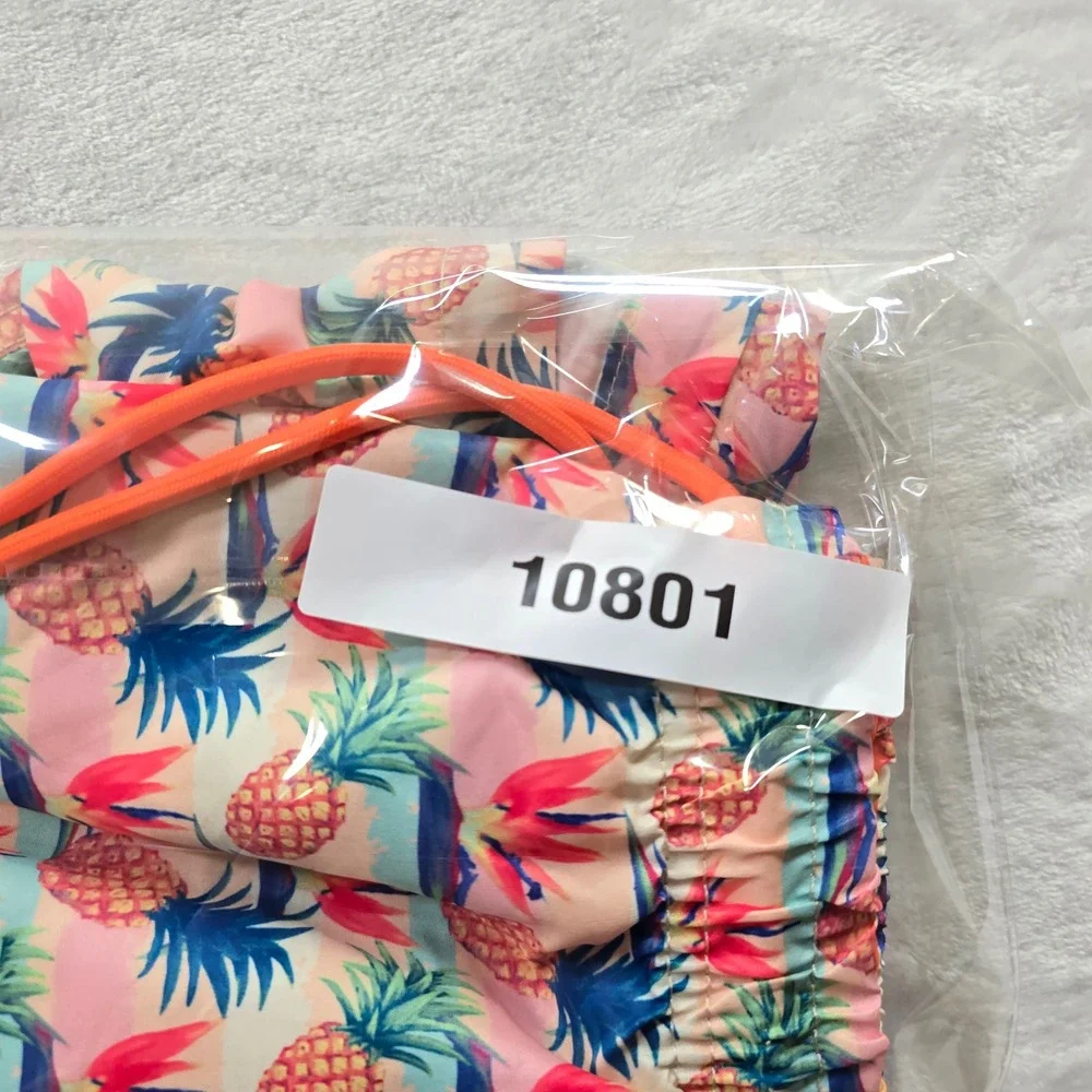 Happy Hour Swim Trunks Mens XL‎ Pink Pineapple Tropical Floral Pina Colada NEW
